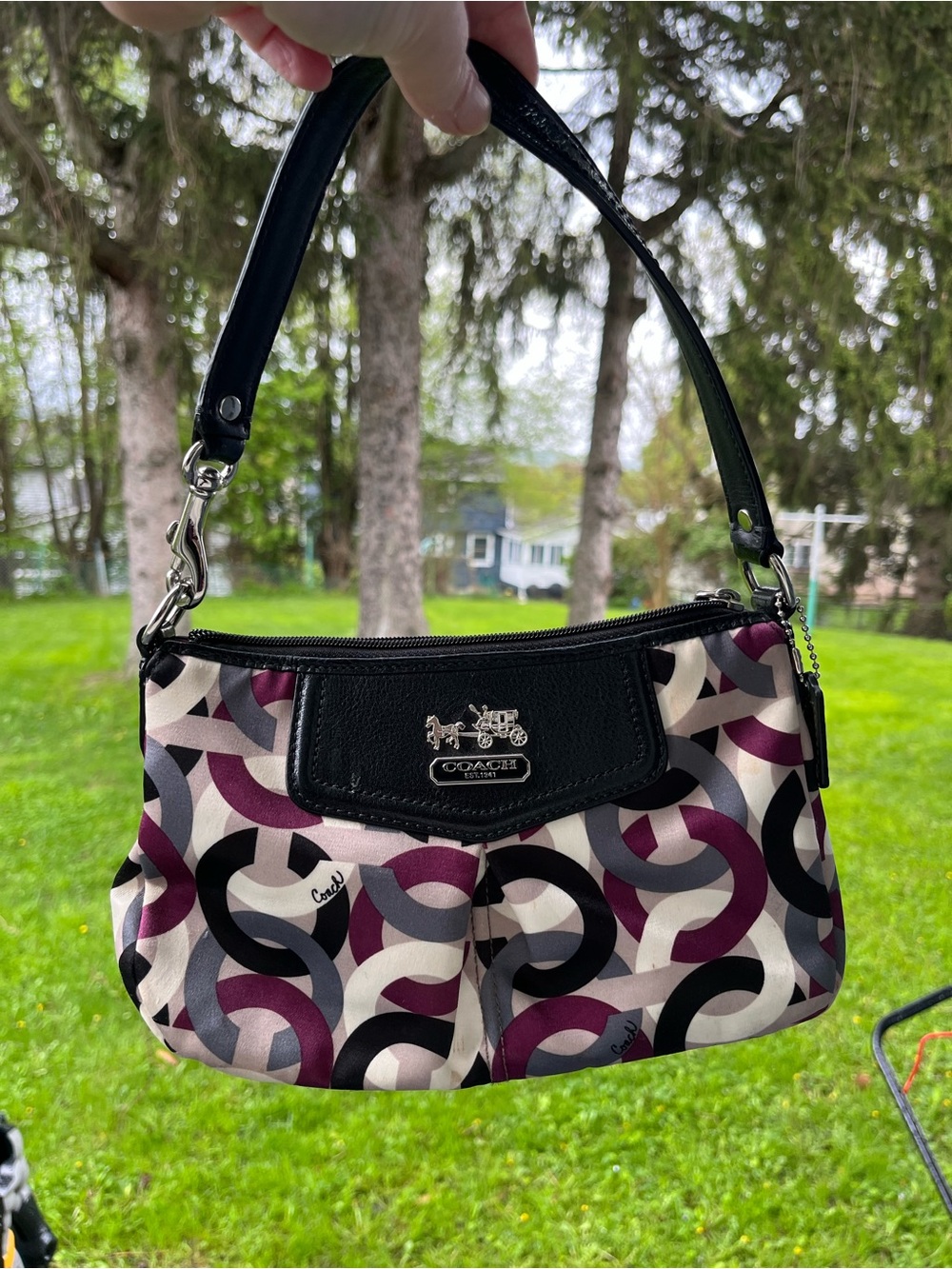 Coach Madison Graphic Op-Art Chainlink Mini Baguette Purse (F0968-43315).